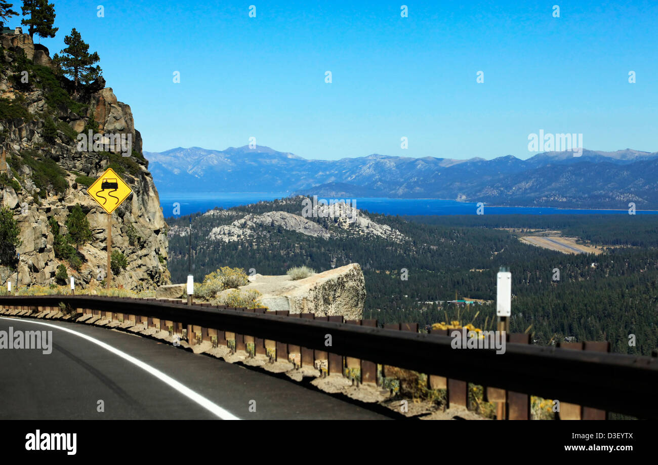Mountain road to lake Tahoe. Nevada Stock Photo Alamy