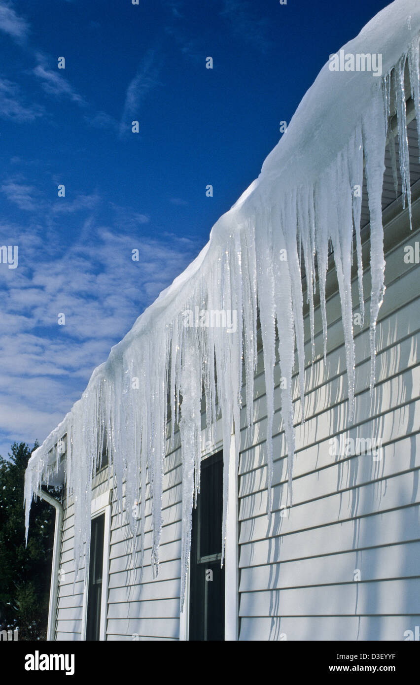 Icicles And Snowstorm Stock Photo - Download Image Now - Winter