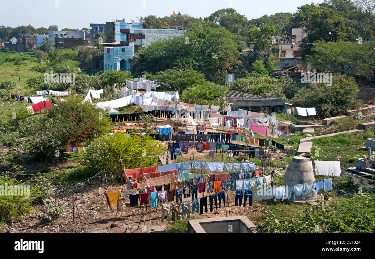 Laundry Musi River Bank  Hyderabad India Andhra Pradesh Stock Photo
