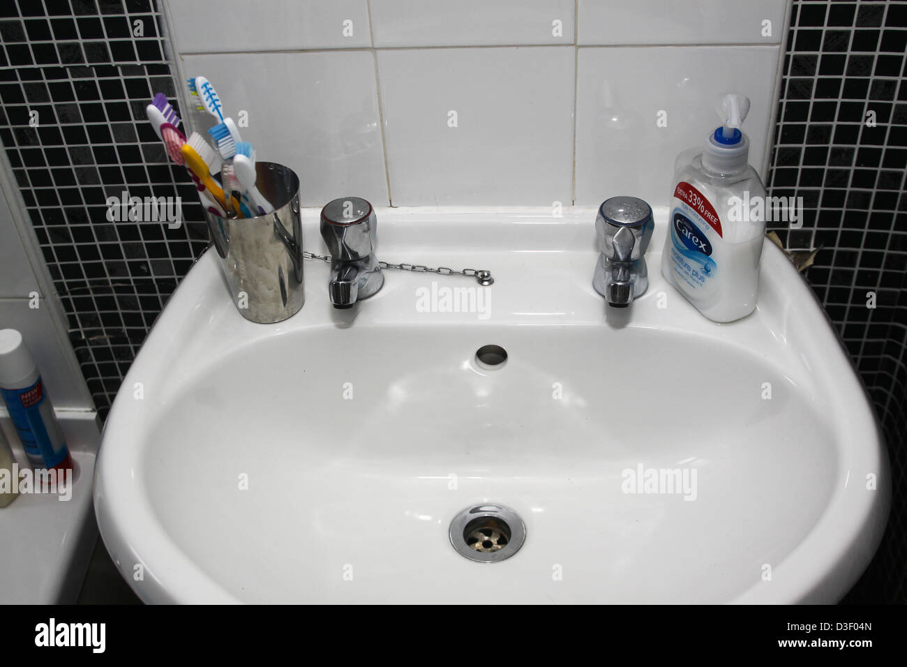 Domestic wash hand basin in toilet Stock Photo Alamy