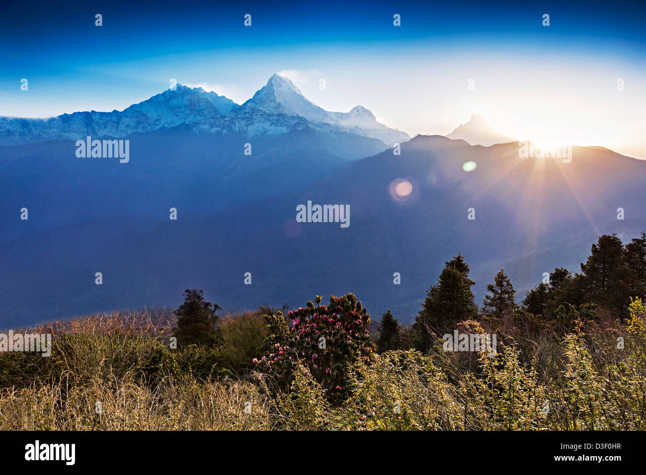Beautiful sunrise in Himalaya mountains Stock Photo Alamy