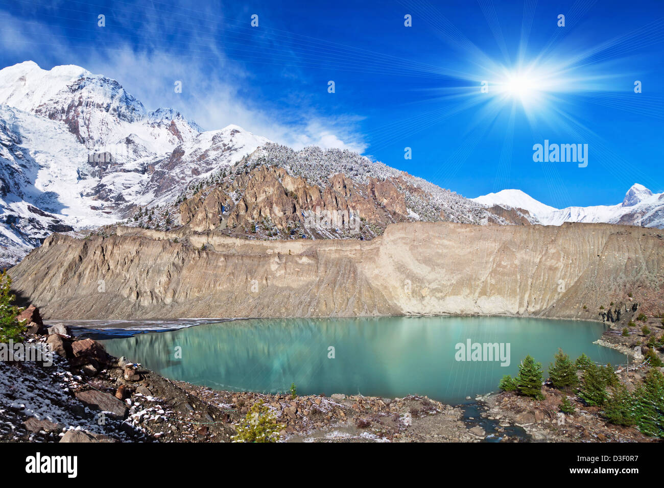 Gangapurna lake, Annapurna area, Himalaya, Nepal Stock Photo