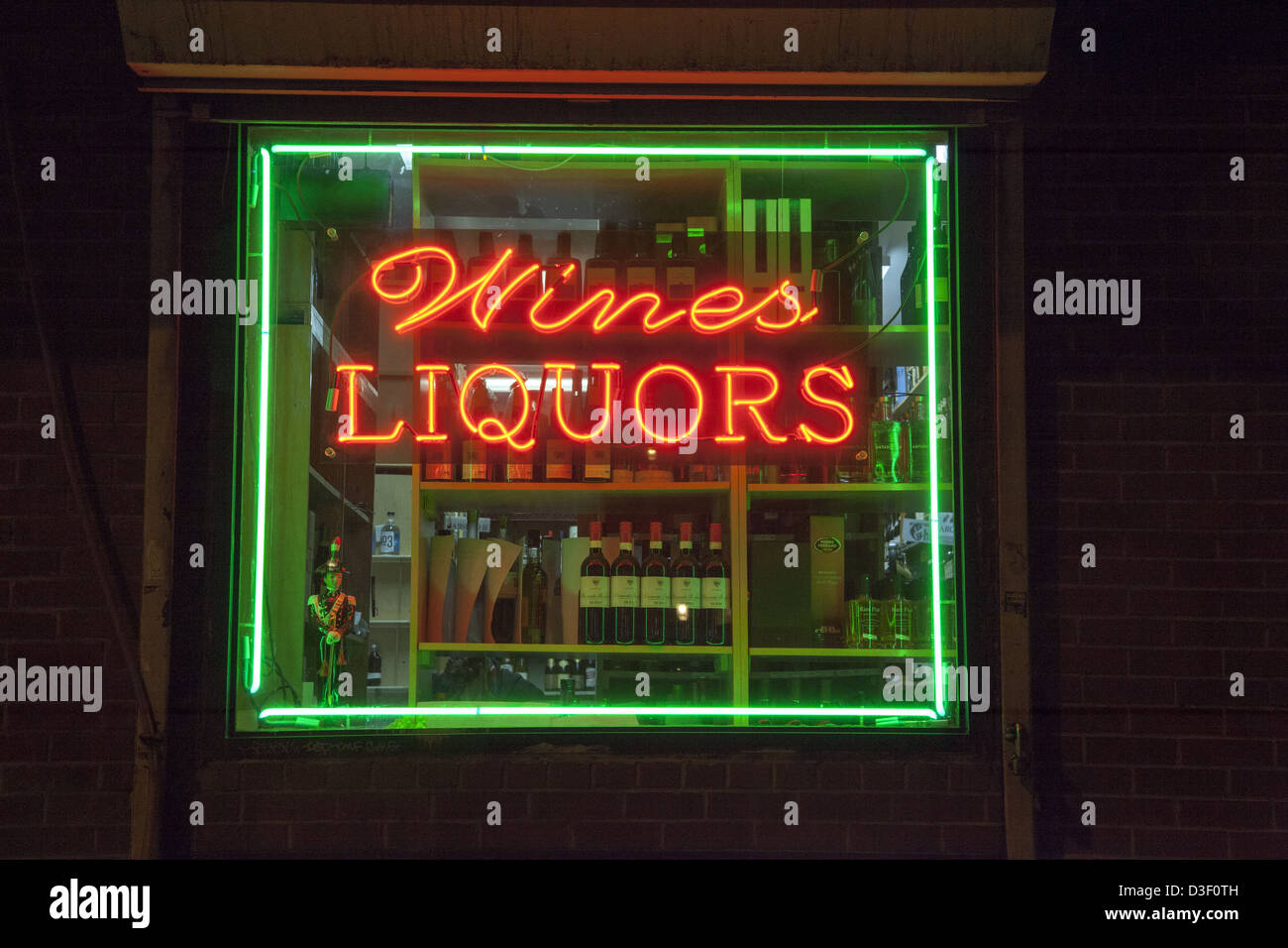 Neon sign in a liquor store window in Brooklyn, NY Stock Photo Alamy