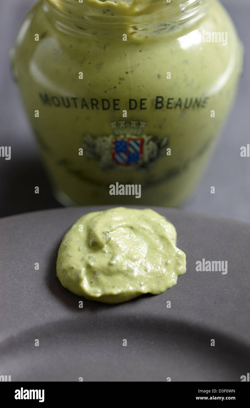 French green Beaune mustard Stock Photo