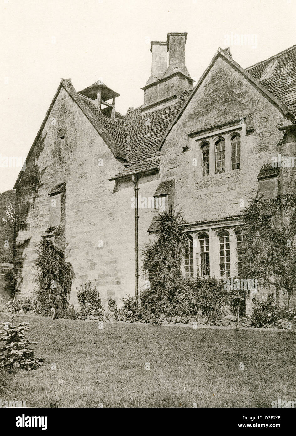 Collotype plate ' End of South Front, Manor Farm, Temple Guiting, Glos' scanned at high resolution from a book published in 1905 Stock Photo