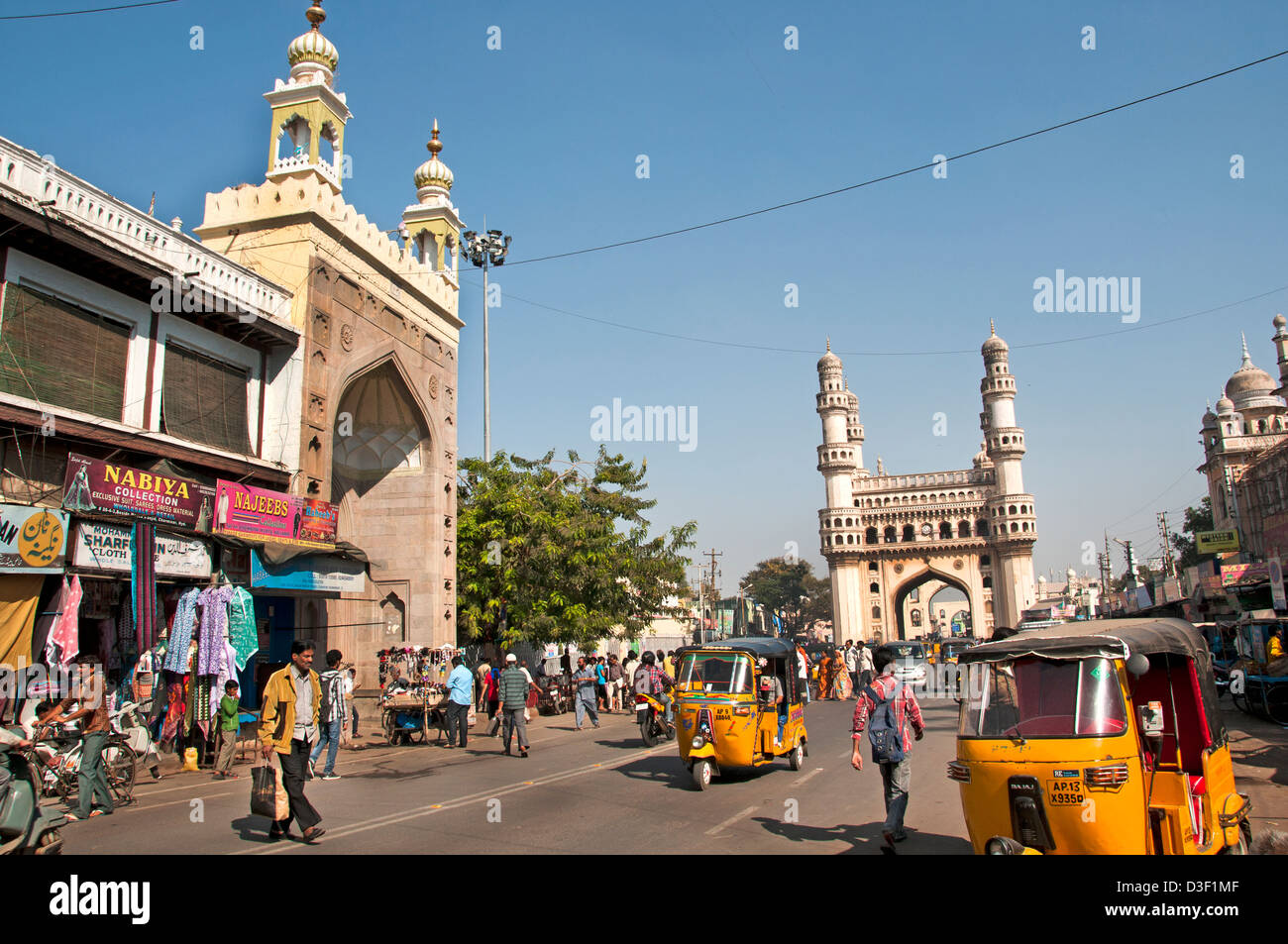The Charminar 1591 mosque  Hyderabad Andhra Pradesh India left the Mecca Mosque Stock Photo
