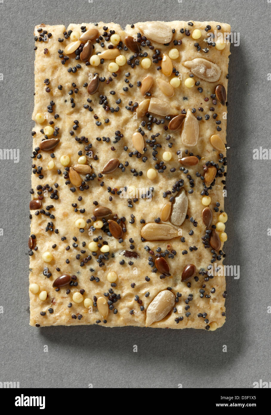 Multi-seed baked savory biscuit rectangular Stock Photo