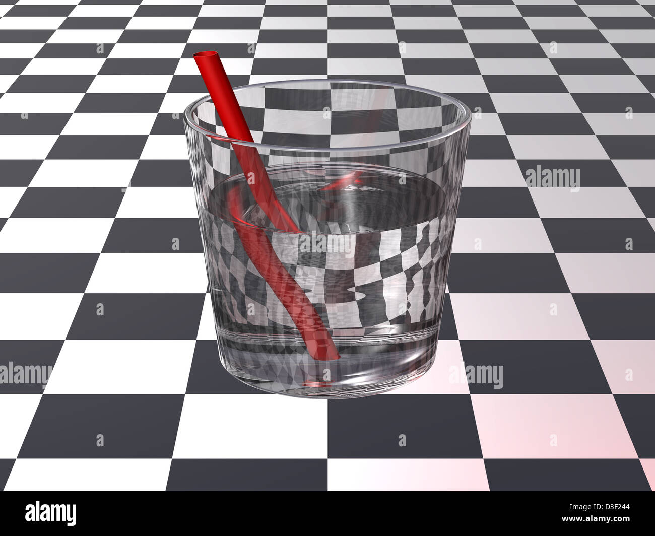 computer generated illustration showing the refraction of light Stock Photo