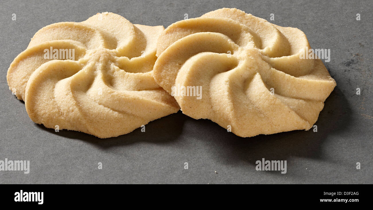 Two Viennese shortbread biscuit swirl Stock Photo