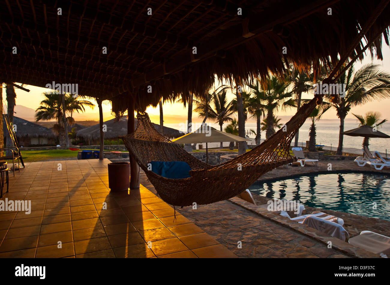 Sunset at Rancho Leonero Hotel and Resort, East Cape Baja Mexico Stock Photo