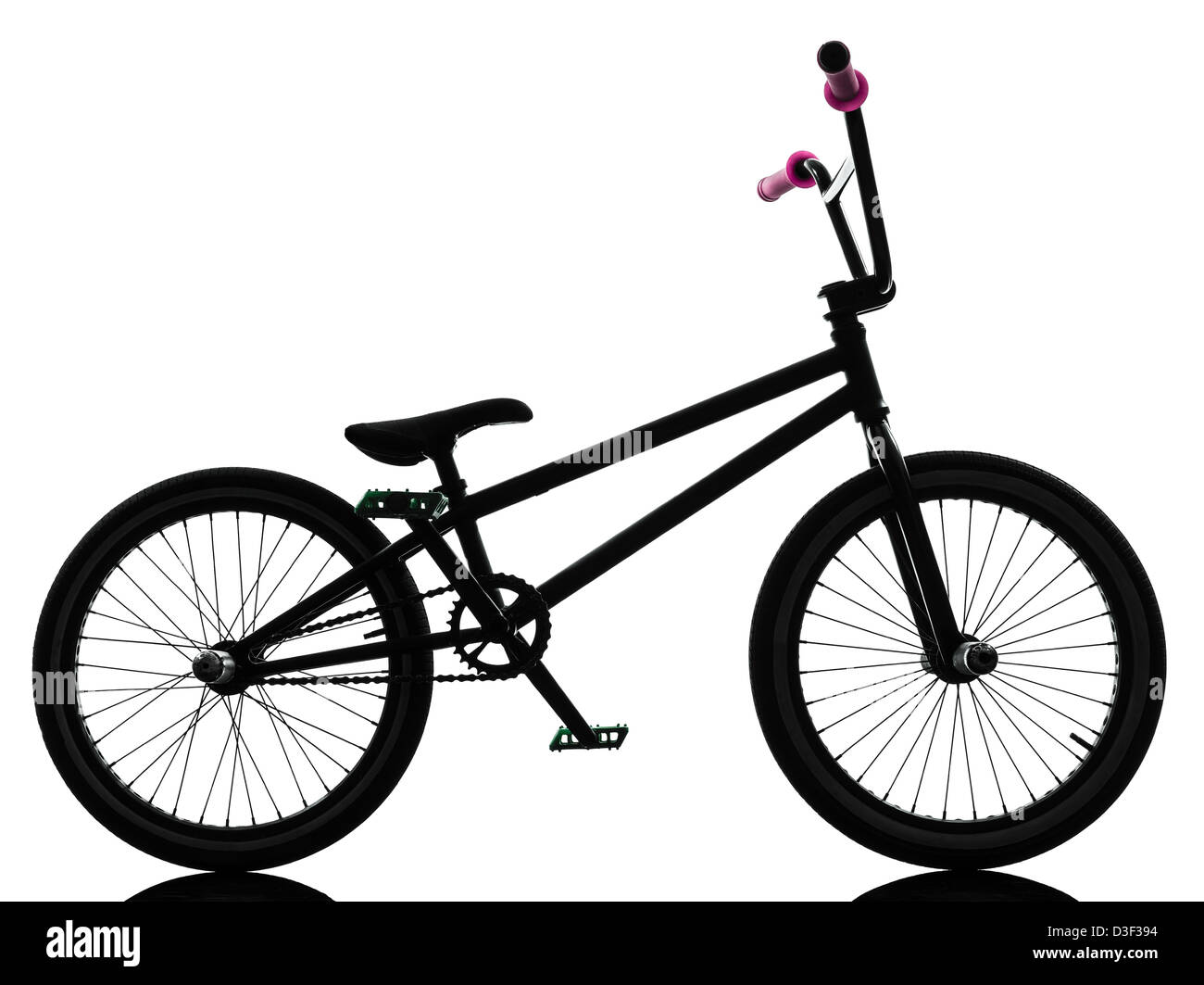one bmx bicycle in silhouette studio isolated on white background Stock Photo