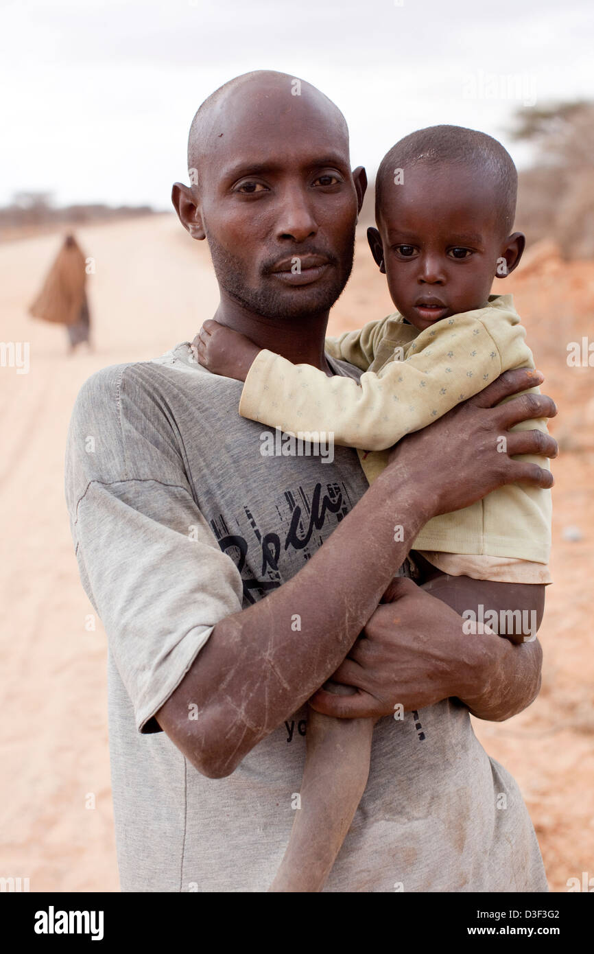 GURAH, NORTH OF ELWAK, EASTERN KENYA, SEPTEMBER 2009: Pastoralist dropout Yusef Issak, 42, father of 8, looks after his family Stock Photo