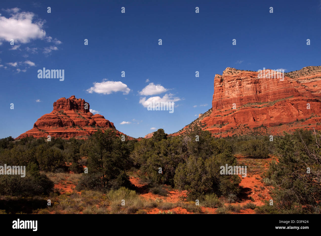 Bell Rock and Courthouse Butte in Sedona, AZ Stock Photo