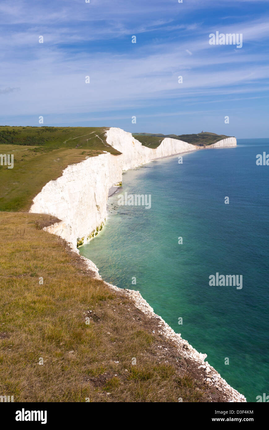 White chalk cliffs of the Seven Sisters, Sussex, England Stock Photo