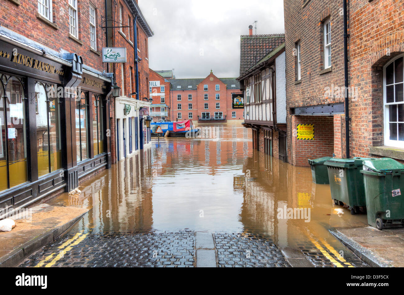 Flooded street in York Nov 2012 Stock Photo