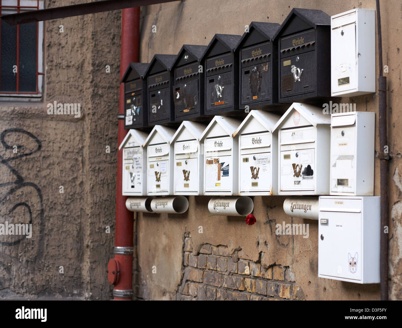 Berlin, Germany, one backyard mailboxes Stock Photo Alamy