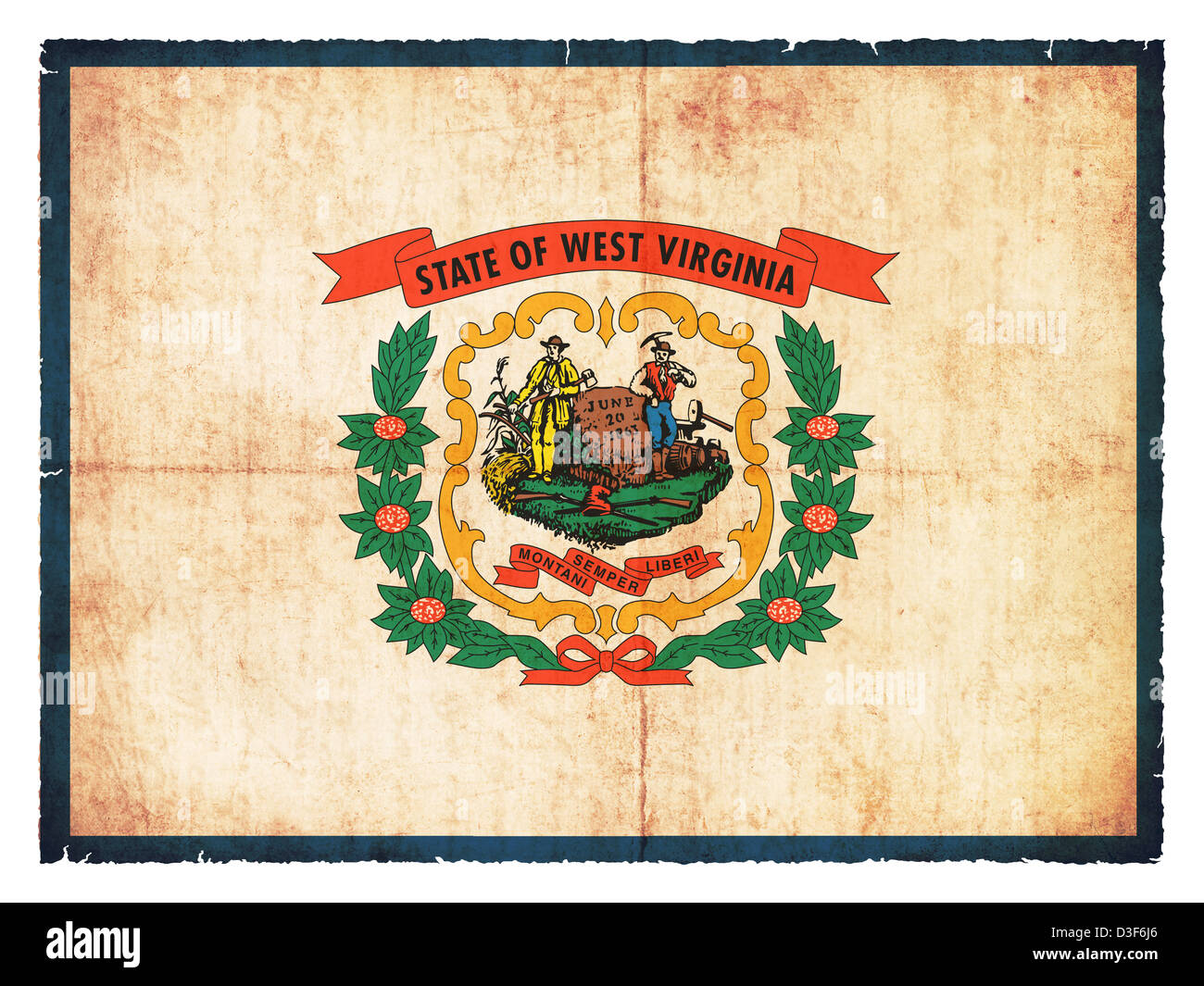 Flag of the US state West Virginia created in grunge style Stock Photo