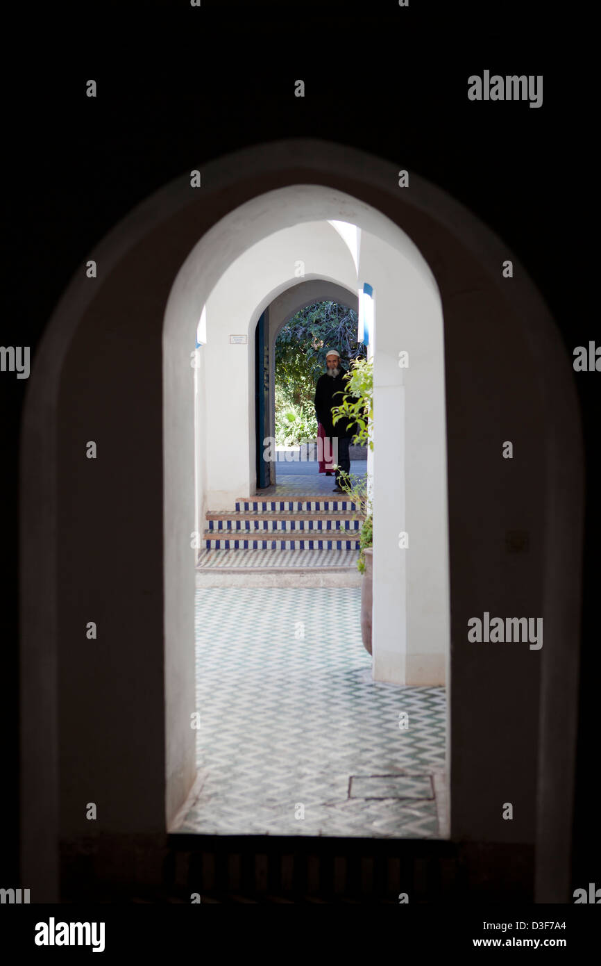 Morocco, Marrakesh, archways at the Dar Si Said Museum of Moroccan Arts. Stock Photo