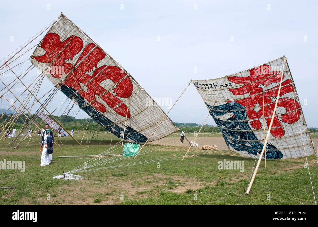 Three giant paper and bamboo kites weighing 950 kilos and measuring 15