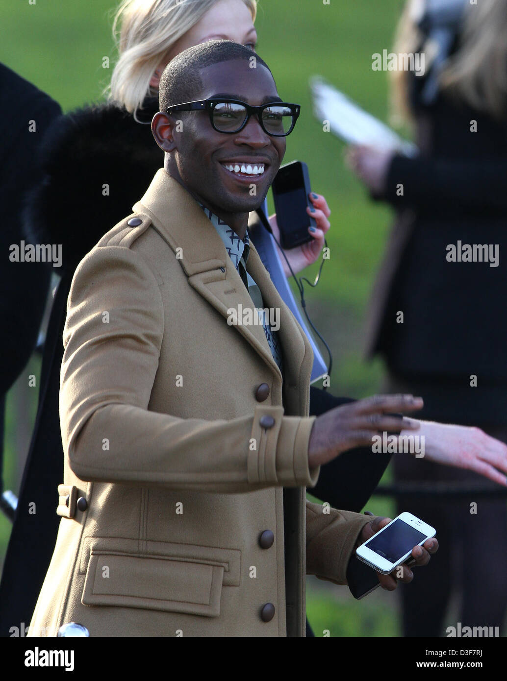 Tinnie Tempah arrives for the Burberry Prorsum - London Fashion Week show. Stock Photo