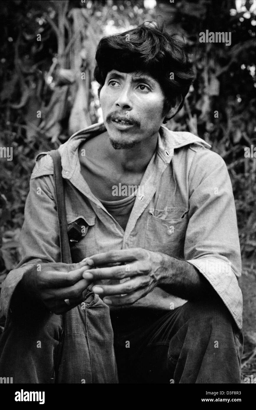 CHALATENANGO,  EL SALVADOR, FEB 1984: - Within the FPL Guerrilla's Zones of Control - Lito, a member of the PPL (Local Popular Powers) elected to work with the adminstration of the guerrilla-held area. Stock Photo