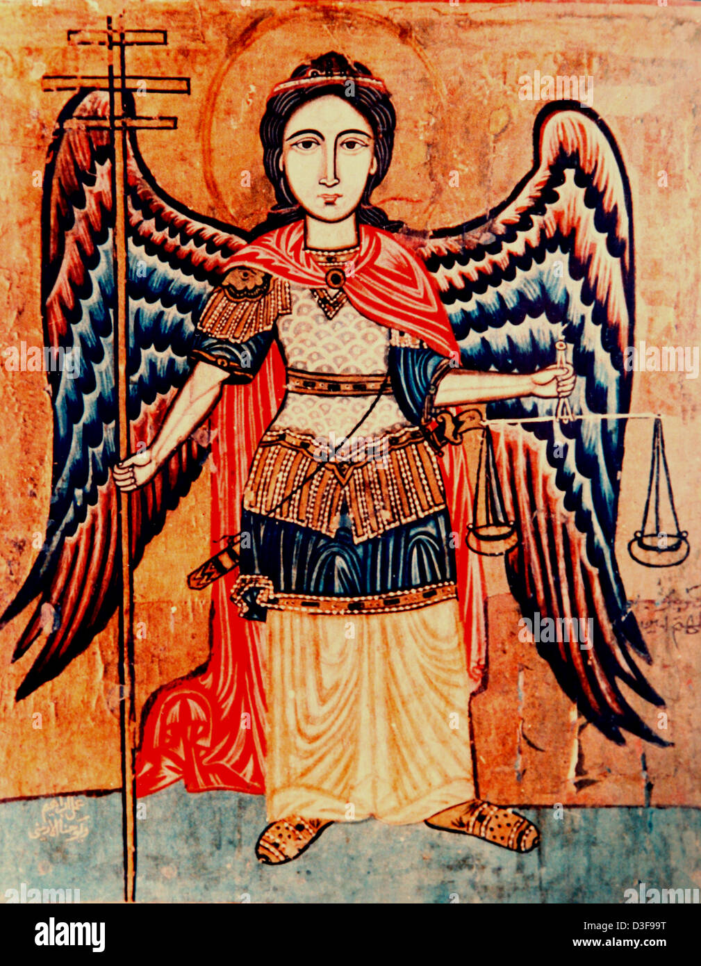 Artwork depicting the Archangel Michael holding the scales of justice