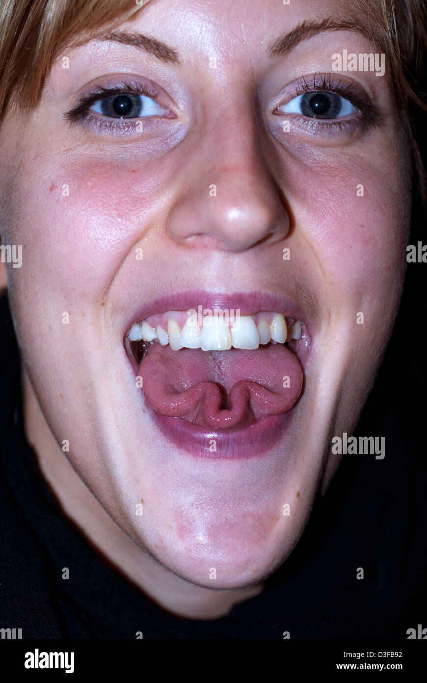 Tongue rolling, an inherited trait Stock Photo Alamy