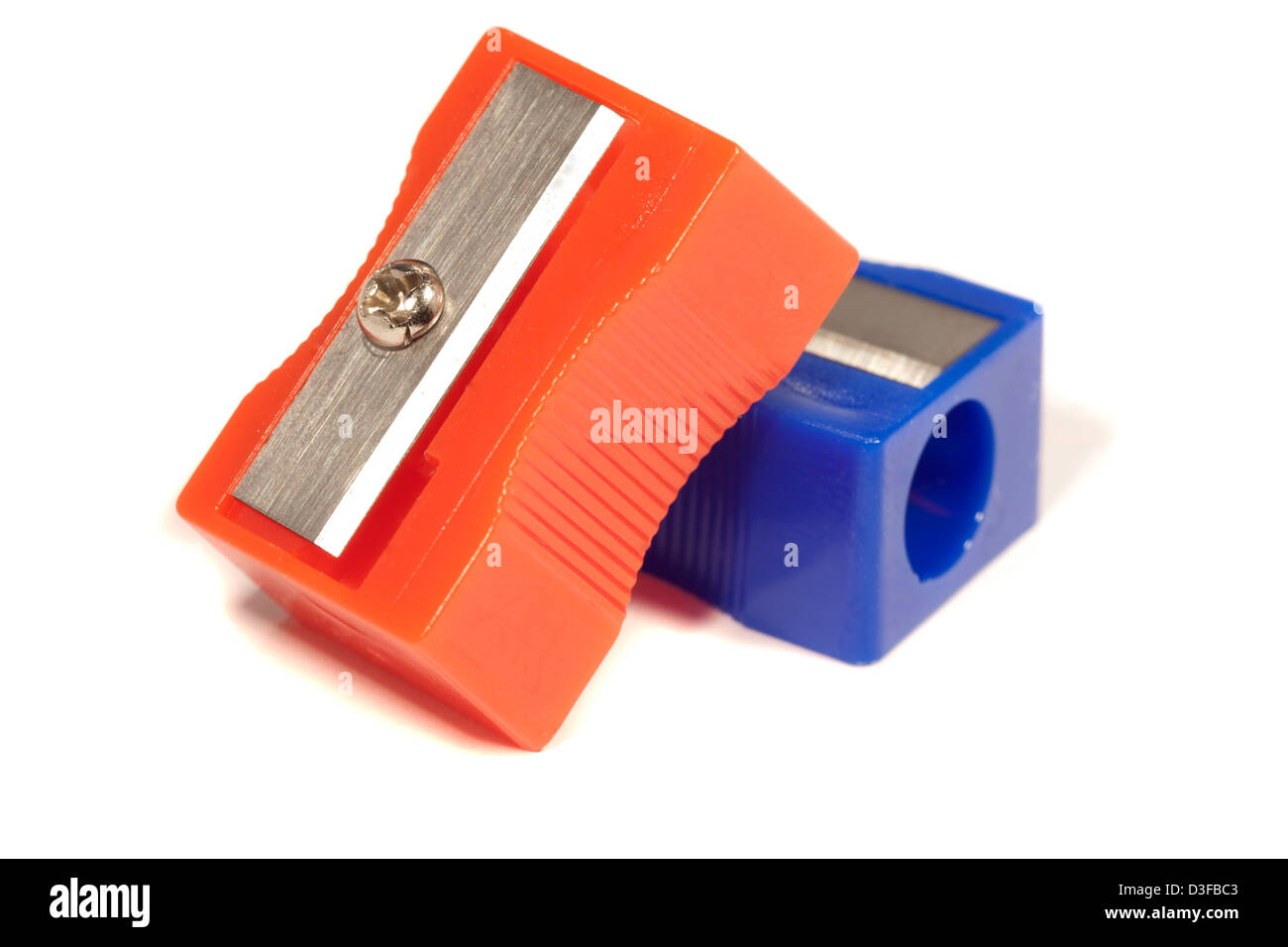 Close view detail of pencil sharpeners isolated on a white background
