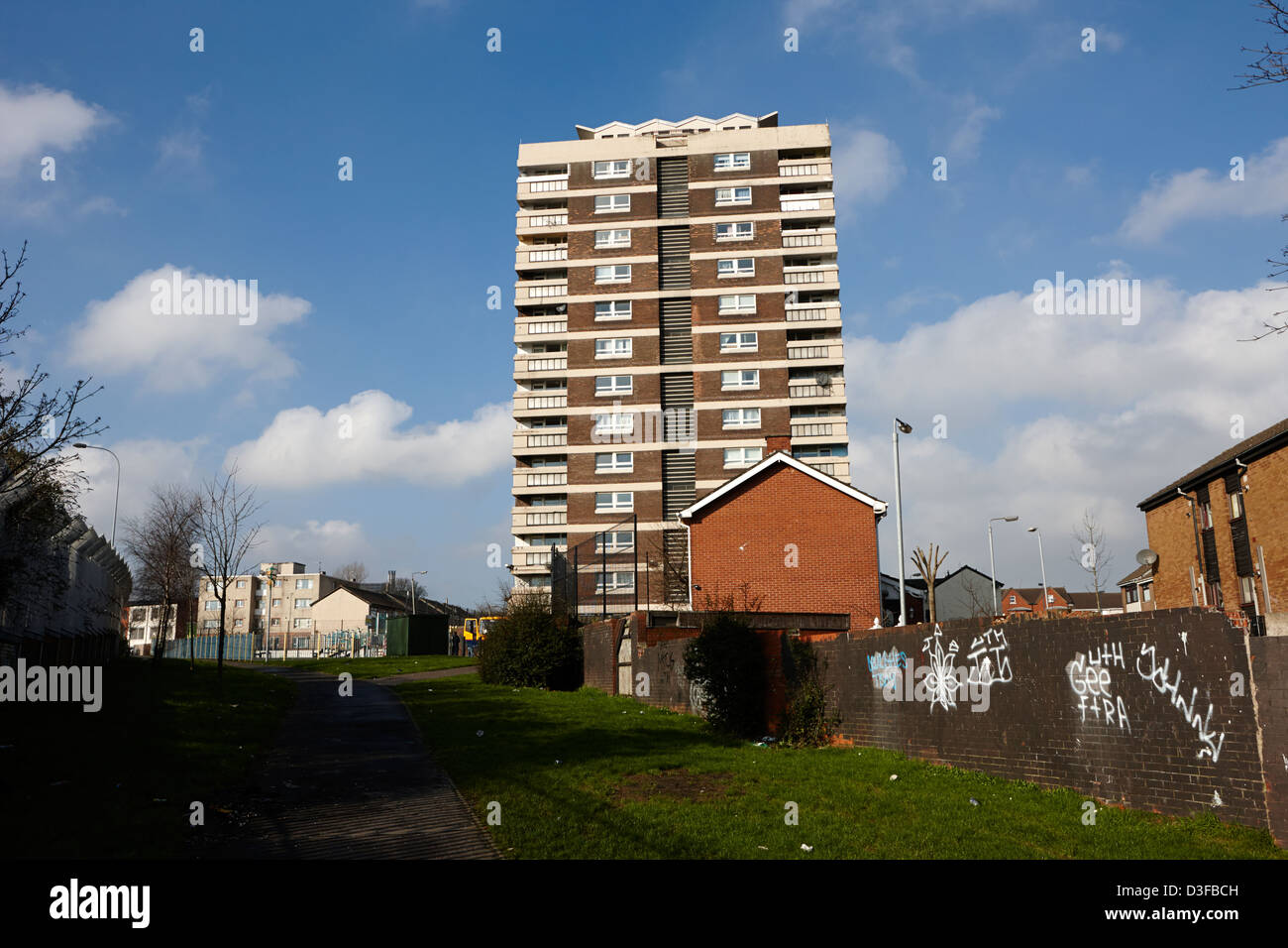 cuchulainn house one of the 60s new lodge tower blocks social housing in north Belfast Northern Ireland UK Stock Photo