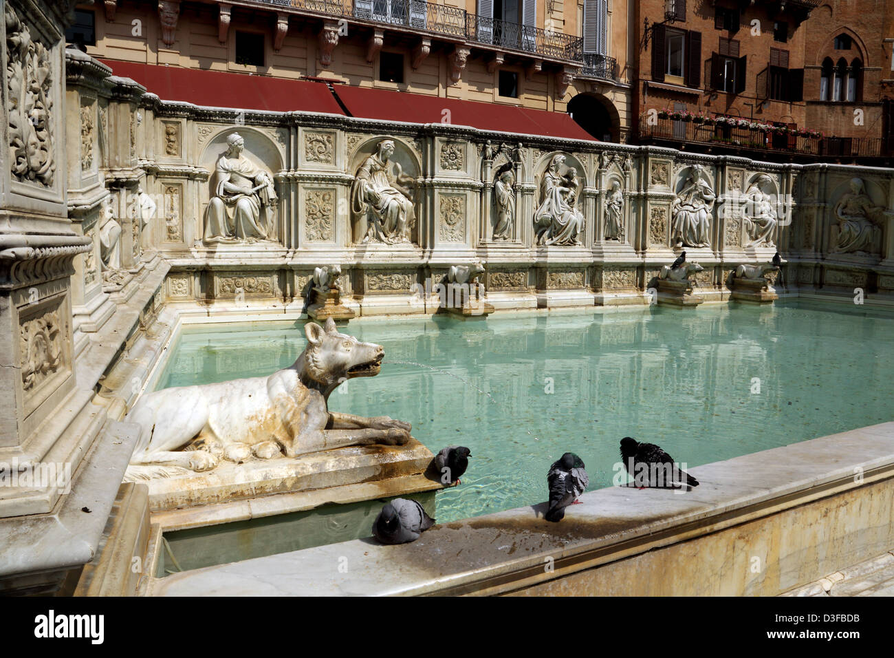 The Fonte Gaia (Happy Fountain) in Piazza del Campo in Siena Italy Stock Photo