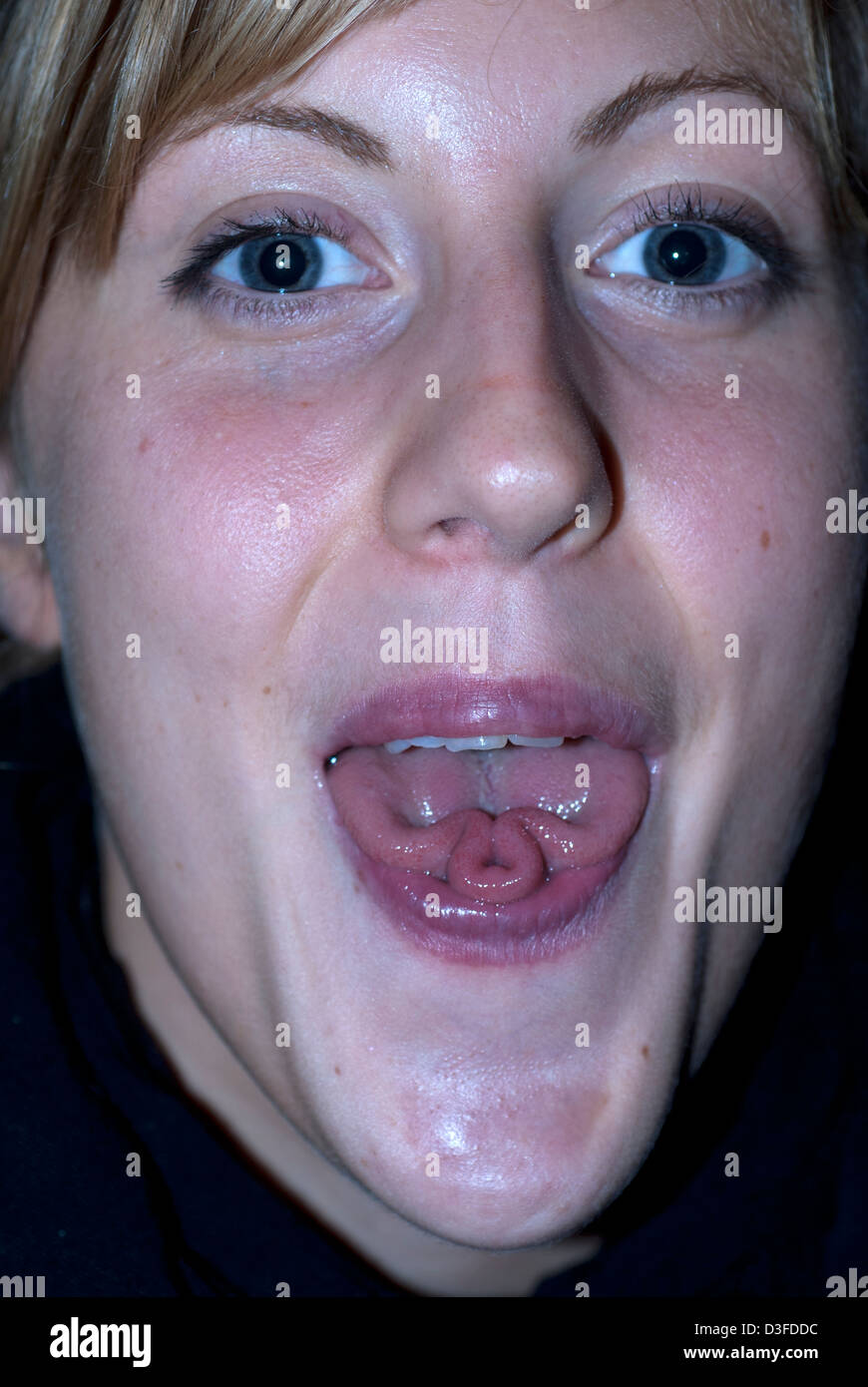 Tongue rolling, an inherited trait Stock Photo Alamy