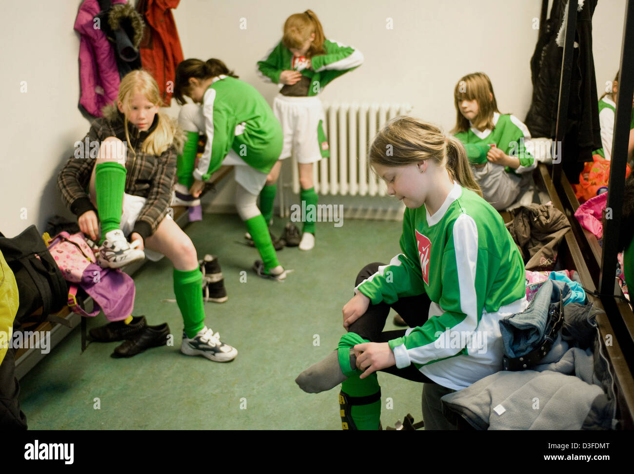 Bremen, Germany, girls in the locker room Stock Photo