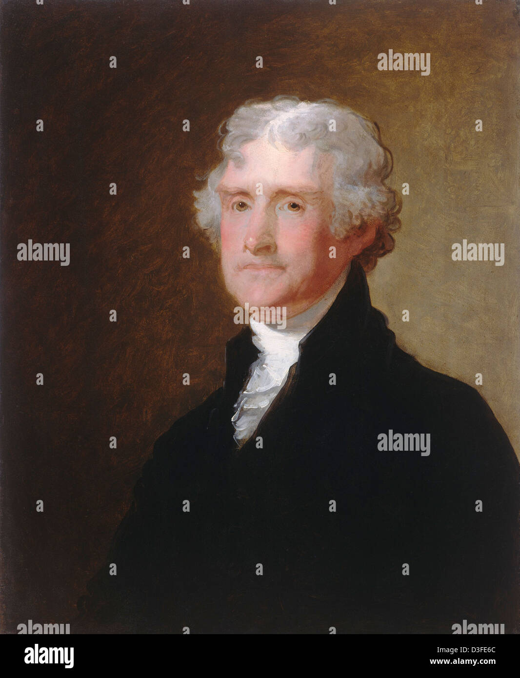 Gilbert Stuart, Thomas Jefferson, American, 1755 - 1828, c. 1821, oil on wood Stock Photo
