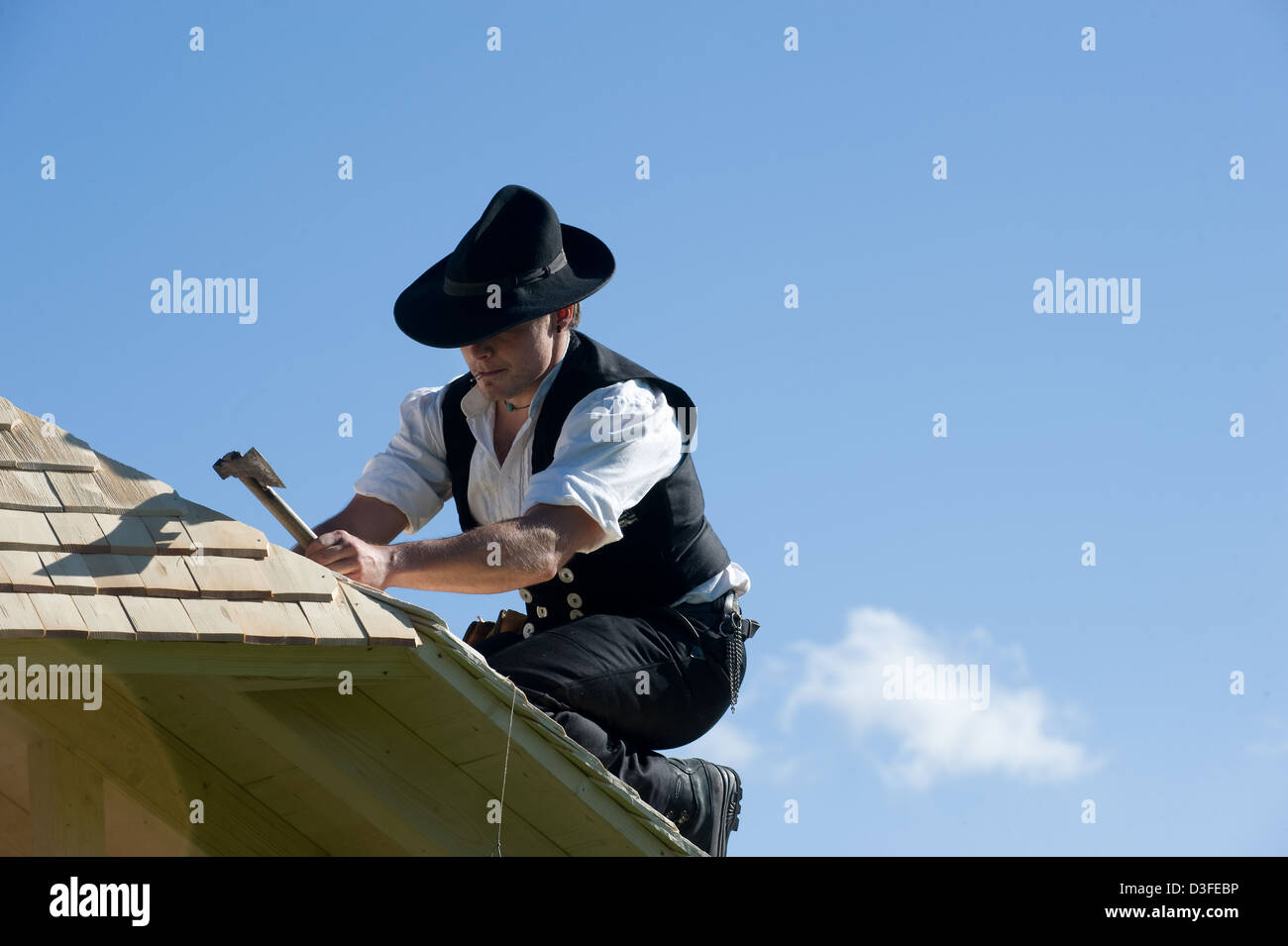 St. Märgen, Germany, a carpenter at work Stock Photo