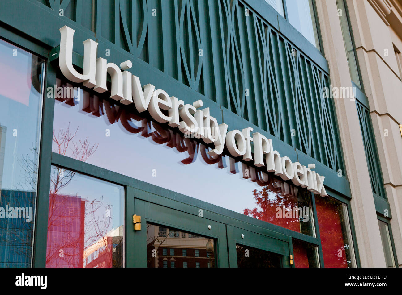 University of Phoenix sign - Washington, DC USA Stock Photo