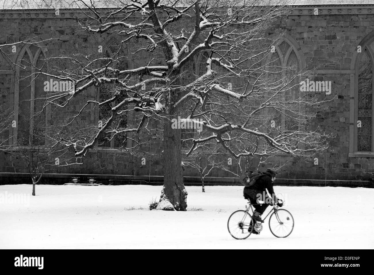 bike snow winter cycling travel Stock Photo
