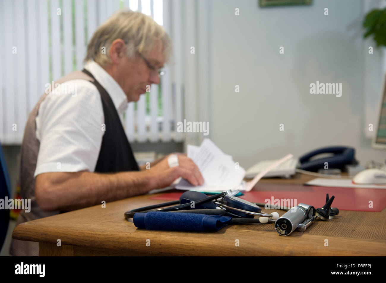 Görwihl, Germany, a country doctor in his daily work in his practice Stock Photo