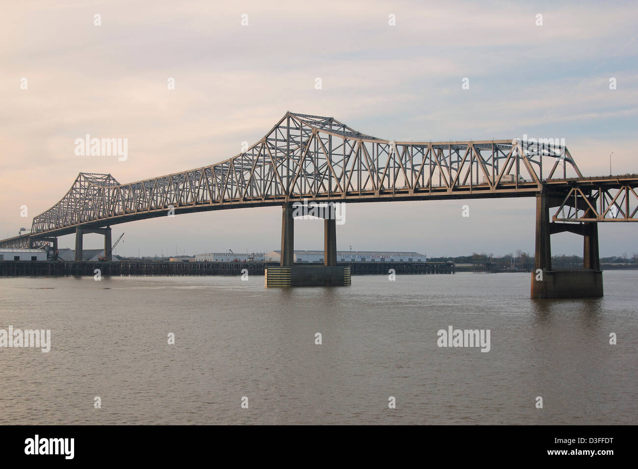 Mississippi River bridge at Baton Rouge, LA. Stock Photo