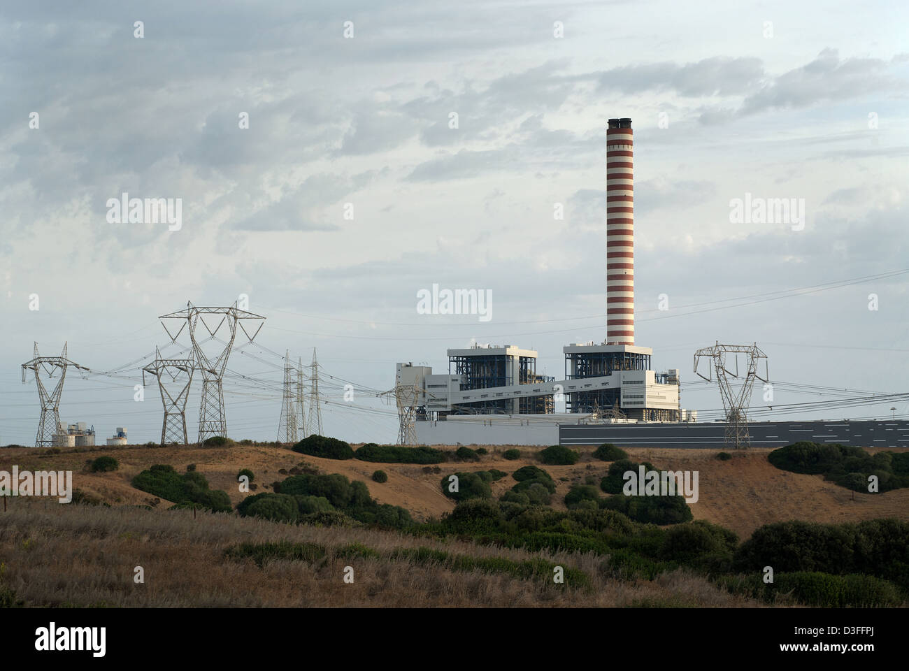 Porto Torres, Italy, the thermoelectric power plant Fiume Santo E. ON group Stock Photo