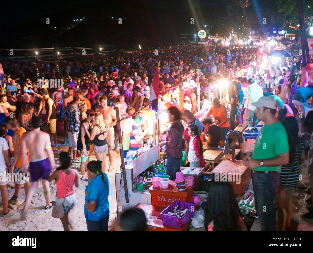 Haad Rin beach at the Full Moon Party Koh Phangan Thailand Stock Photo