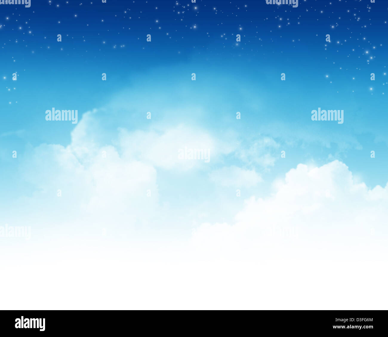 Cloudy blue sky with stars abstract background Stock Photo - Alamy