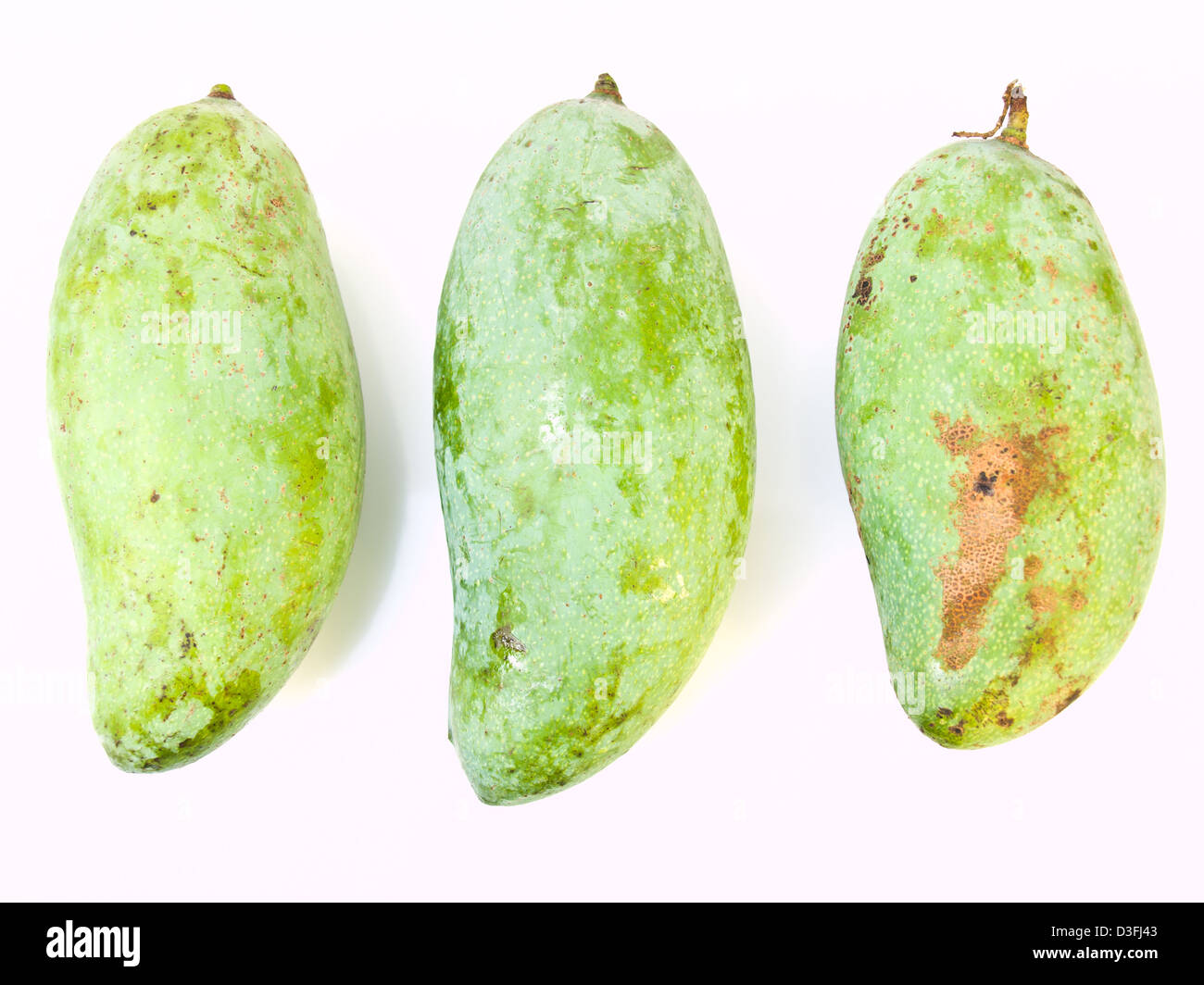 Green mangoes from Thailand isolated on white background Stock Photo