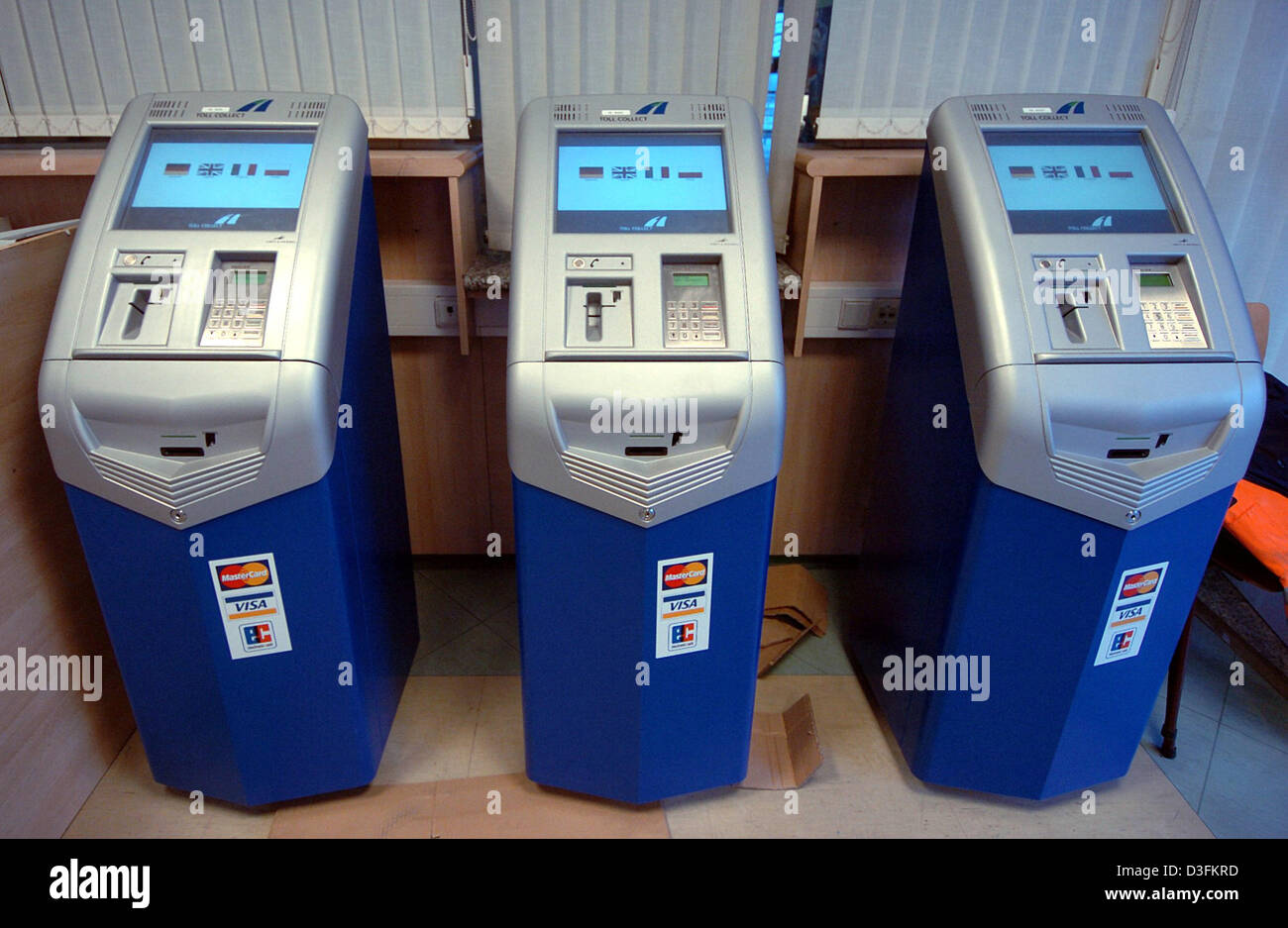 (dpa) Newly set up toll terminals of German highway toll company Toll