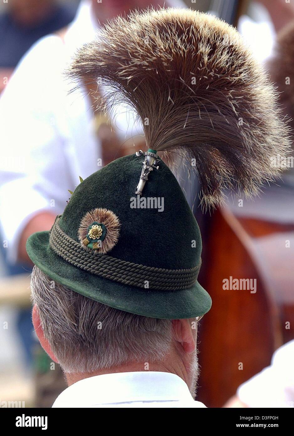 (dpa) - A Bavarian musician wears his tradition costume and hat in Berchtesgarden, Germany, 9 May 2003. Stock Photo