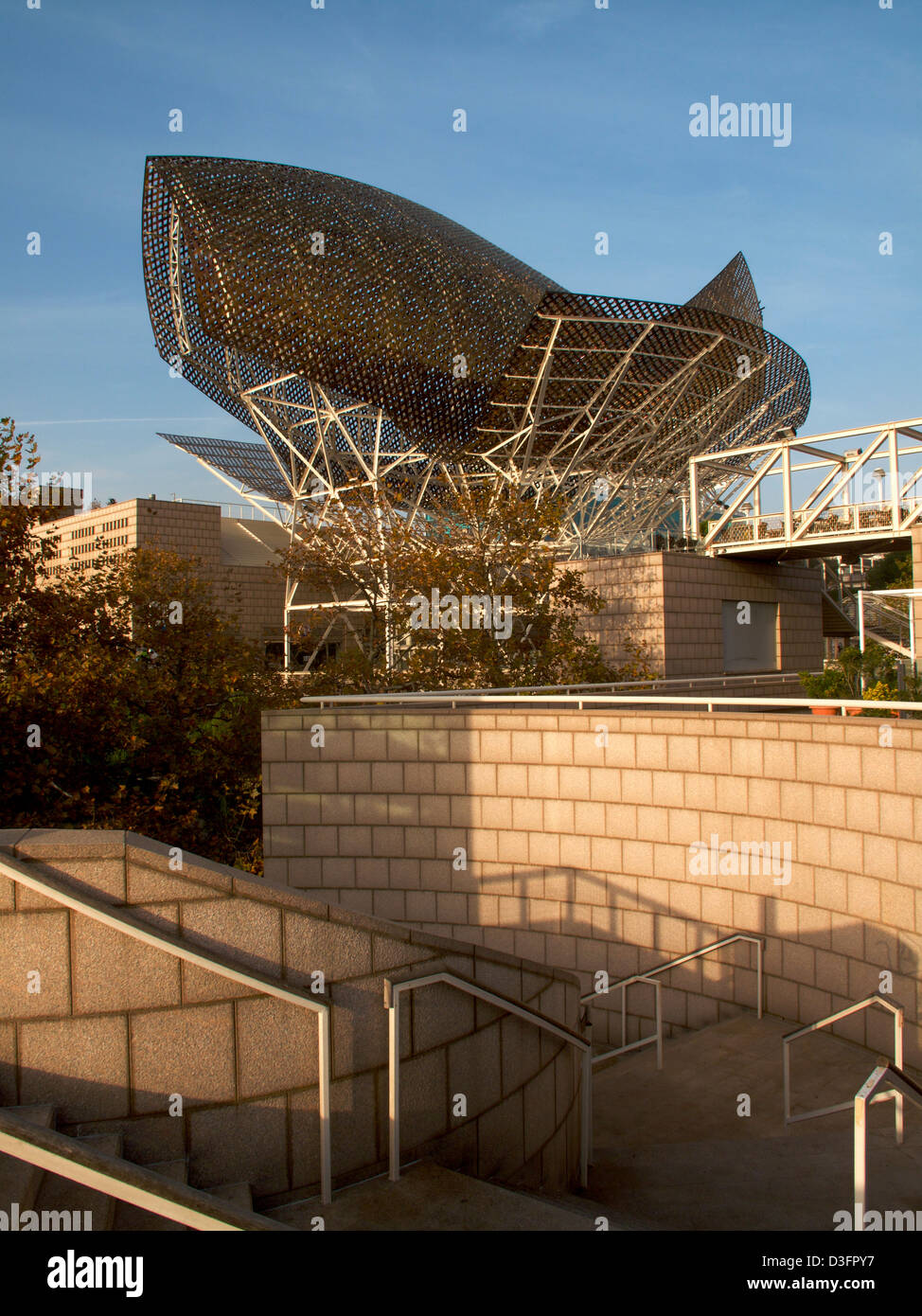 The Golden Fish Sculpture by Frank Gehry in Barcelona, Spain Stock