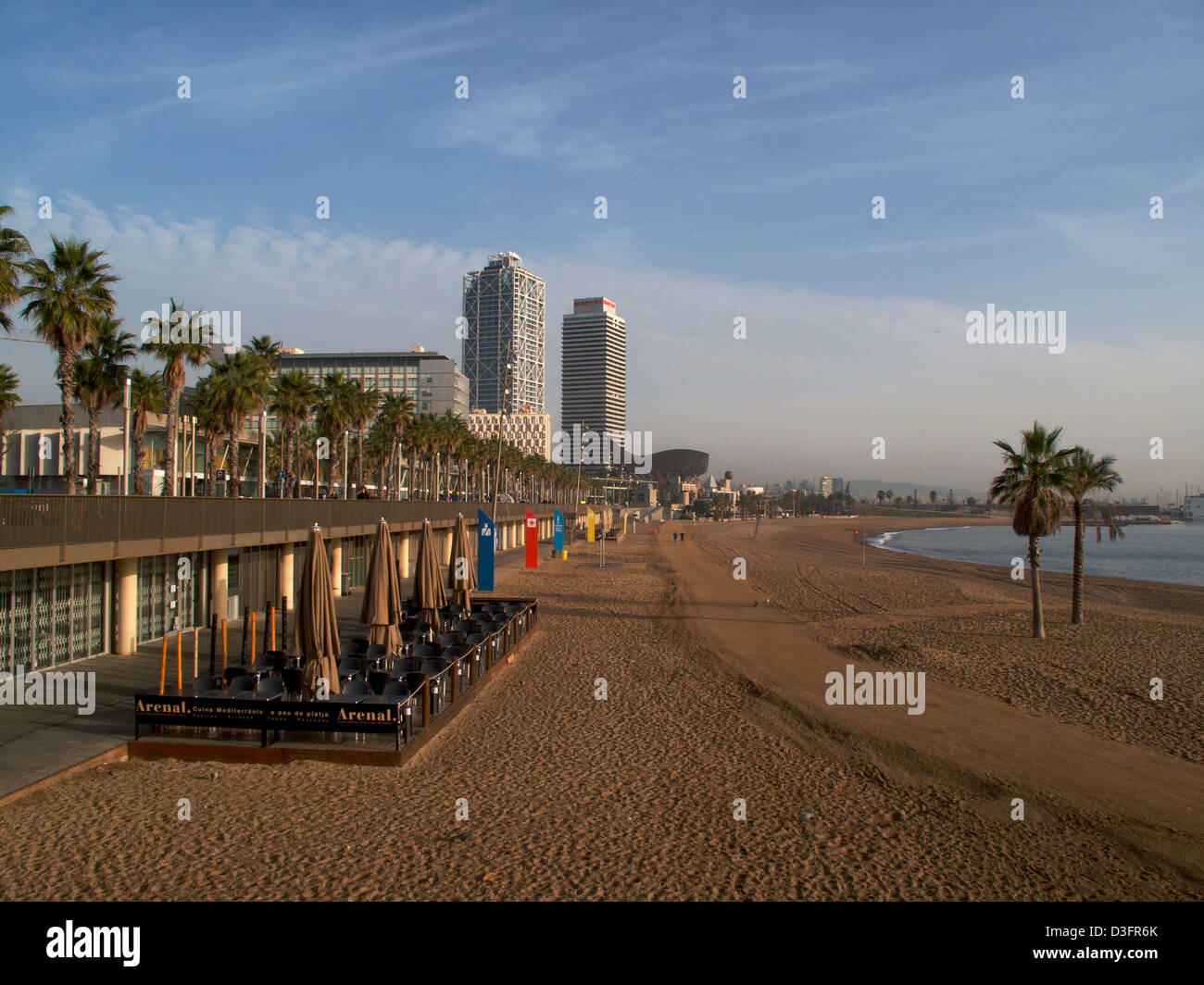 The Beachfront and hotels in Barcelona, Spain Stock Photo
