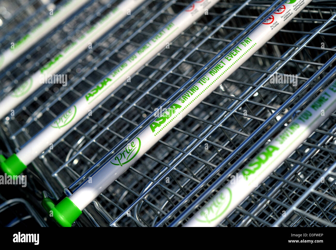 Asda supermarket trolleys Uk Stock Photo