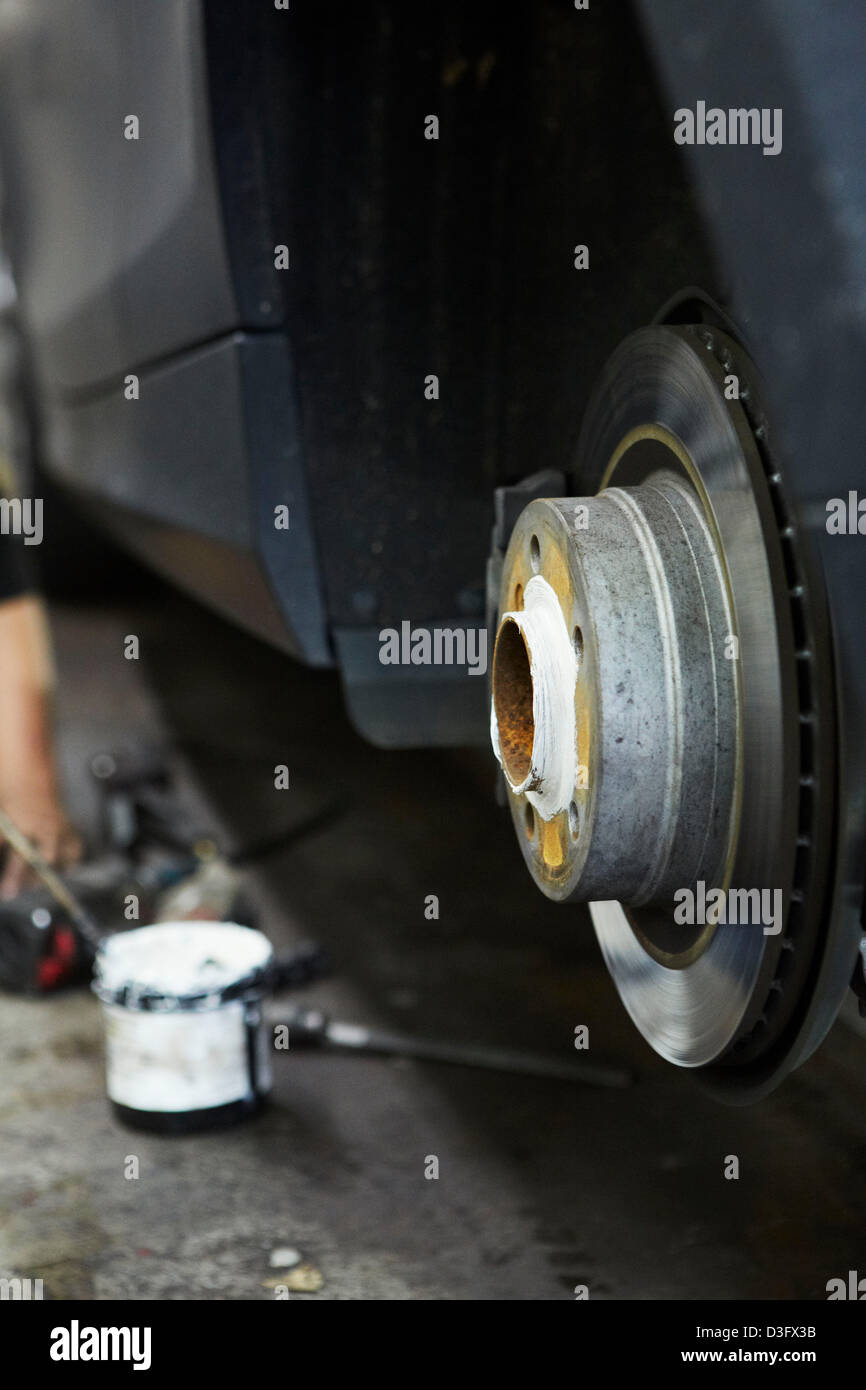 At the Car Repair Shop - Change of tyres Stock Photo