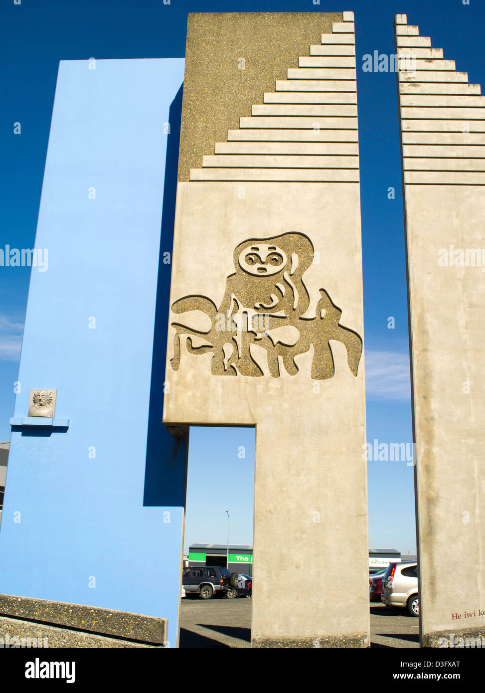 View of art panels along Dee Street, Invercargill, New Zealand Stock Photo