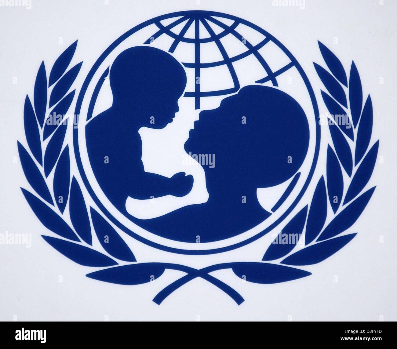 (dpa) - Emblem of the UN emergency ogranisation for children, 'unicef' (United Nations International Children's Emergency Fund), pictured in Berlin, 3 March 2003. Stock Photo